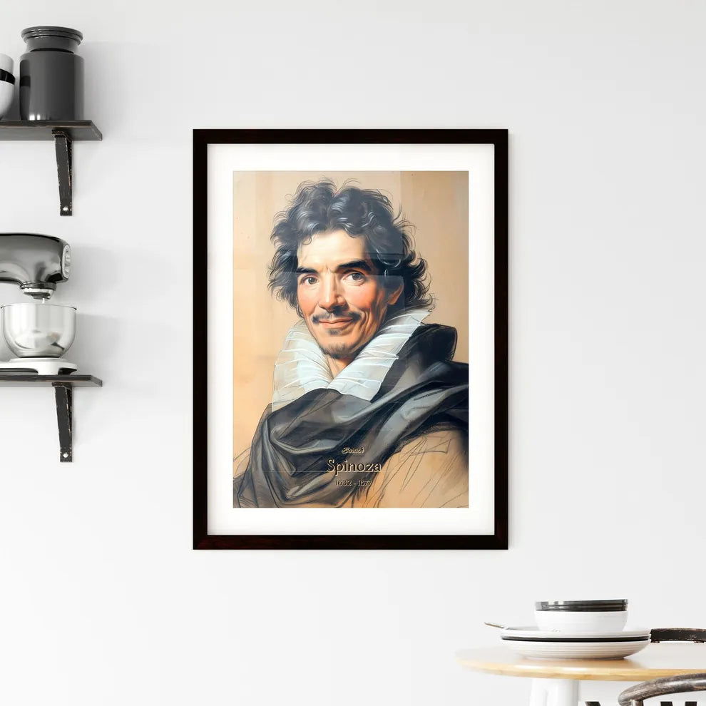 Baruch, Spinoza, 1632 - 1677, A Poster of a man with a mustache and curly hair wearing a black and white ruffled collar Default Title