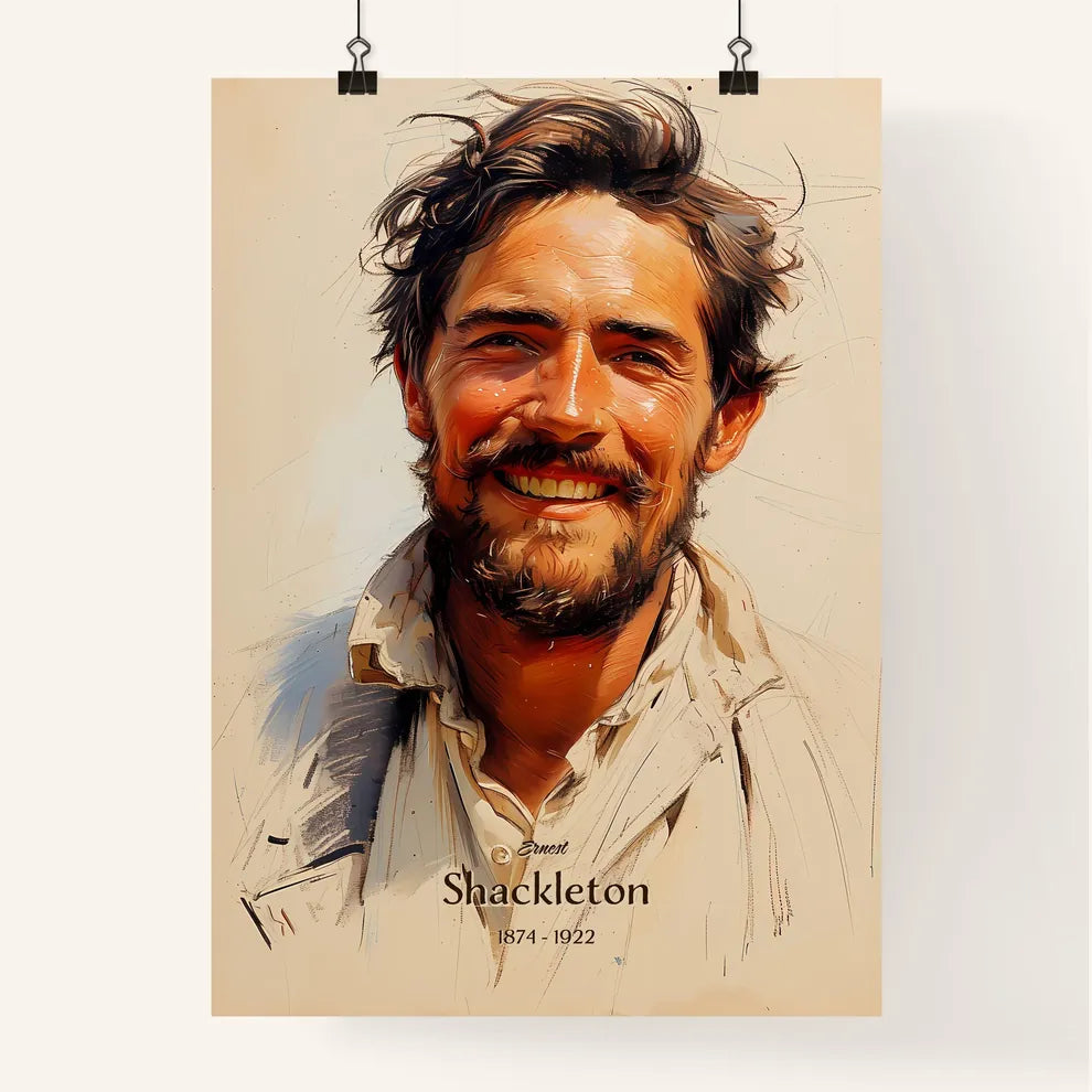 Ernest, Shackleton, 1874 - 1922, A Poster of a man smiling with a beard Default Title