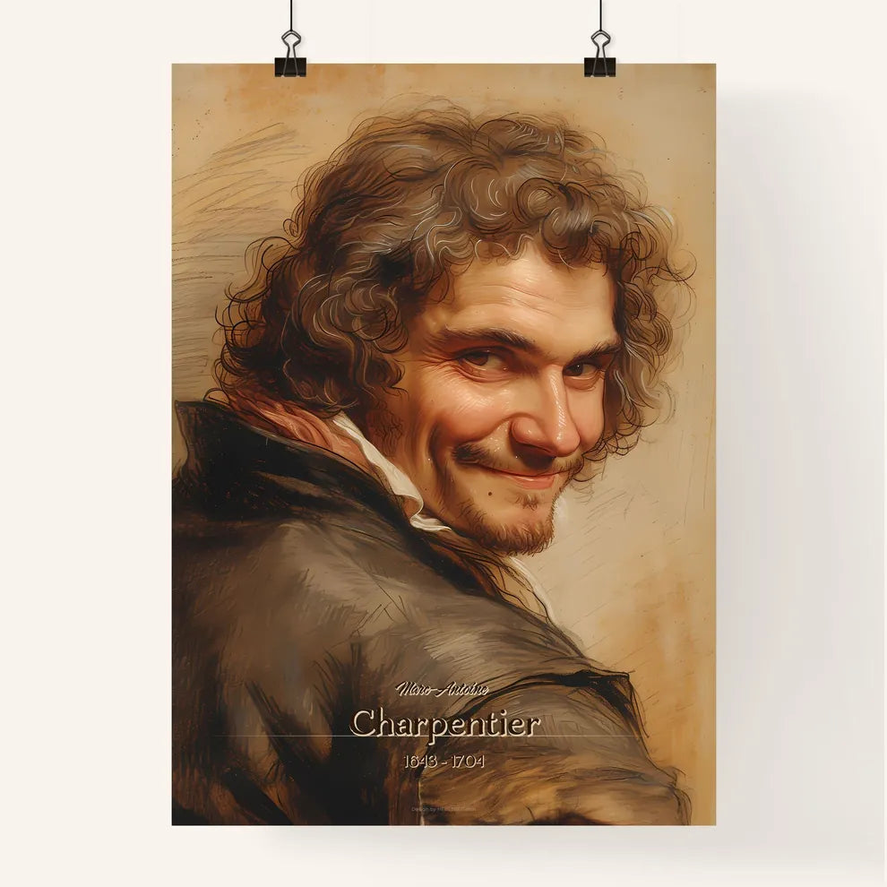 Marc-Antoine, Charpentier, 1643 - 1704, A Poster of a man with curly hair and beard smiling Default Title
