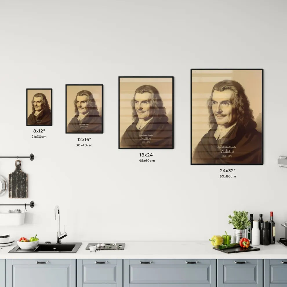 Jean-Baptiste Poquelin, Molière, 1622 - 1673, A Poster of a man with long hair and a black coat Default Title