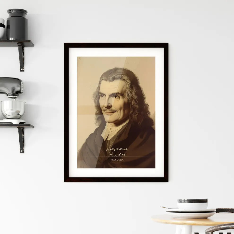 Jean-Baptiste Poquelin, Molière, 1622 - 1673, A Poster of a man with long hair and a black coat Default Title