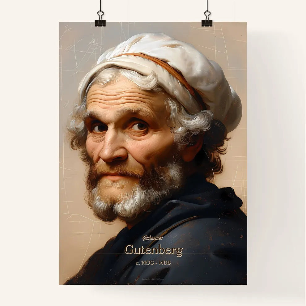 Johannes, Gutenberg, c. 1400 - 1468, A Poster of a man with a white headdress Default Title