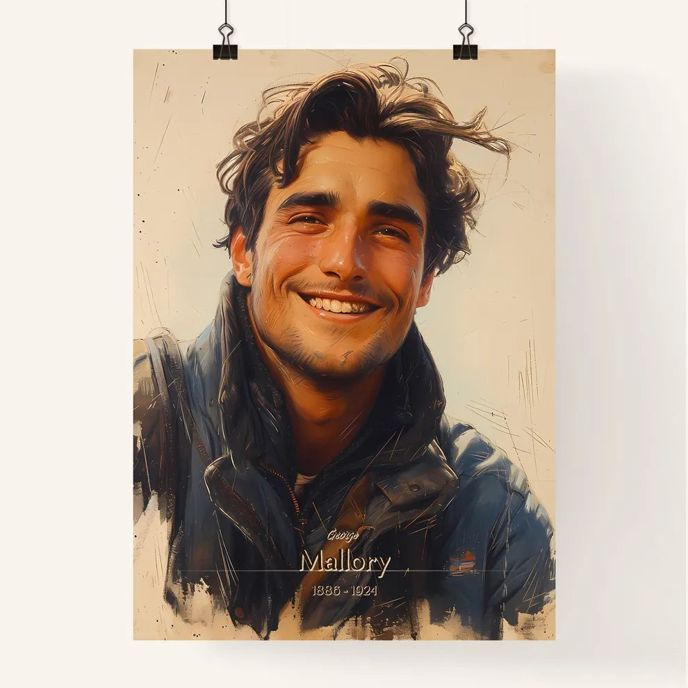 George, Mallory, 1886 - 1924, A Poster of a man smiling with wind blowing hair Default Title