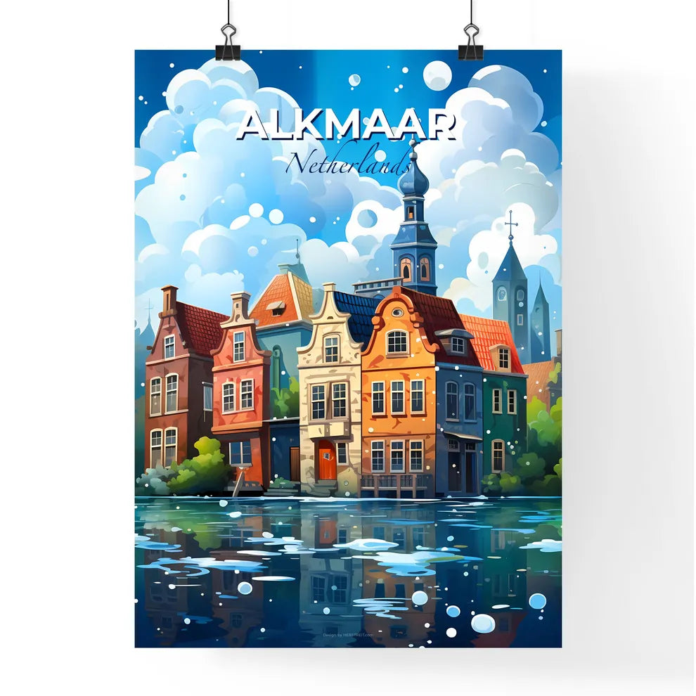Alkmaar, Netherlands, A Poster of a colorful buildings next to a body of water Default Title