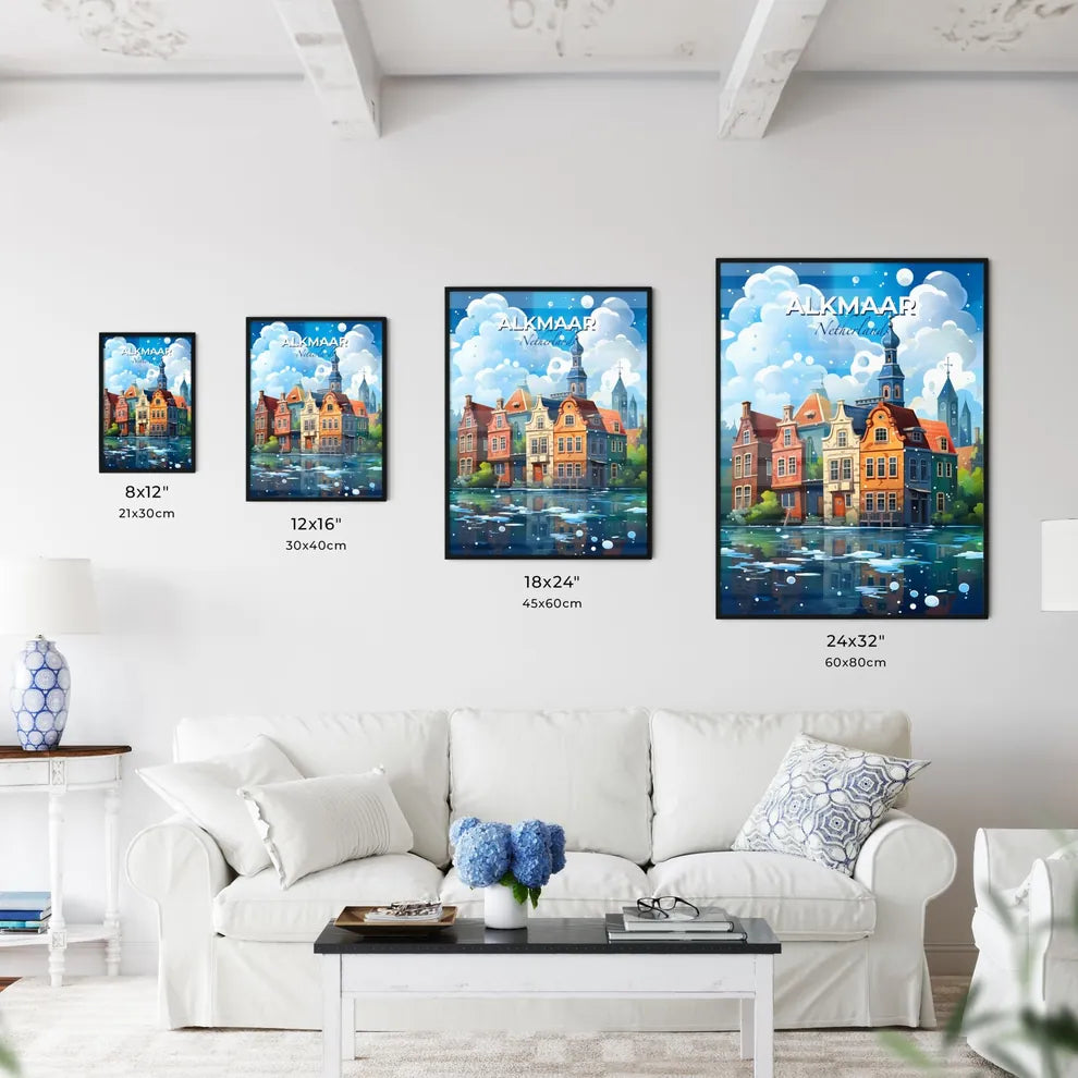 Alkmaar, Netherlands, A Poster of a colorful buildings next to a body of water Default Title