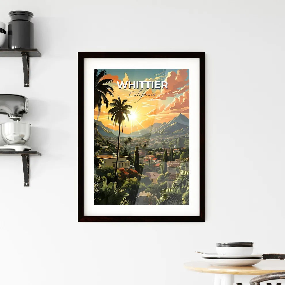 Whittier, California, A Poster of a landscape of a town with trees and mountains Default Title