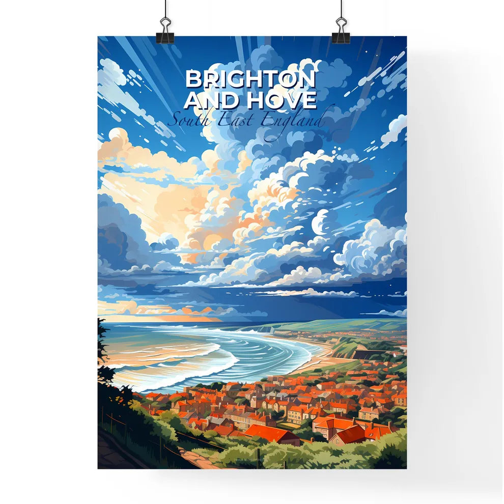 Brighton And Hove, South East England, A Poster of a landscape of a beach and town Default Title