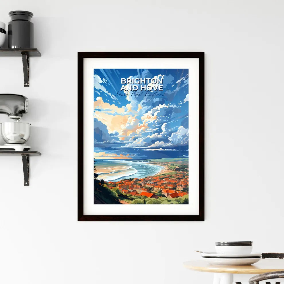 Brighton And Hove, South East England, A Poster of a landscape of a beach and town Default Title