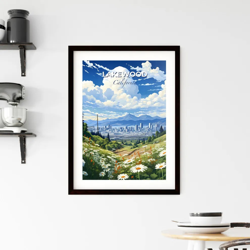 Lakewood, California, A Poster of a field of flowers and a city in the distance Default Title