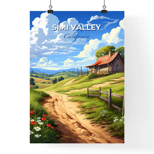 Simi Valley, California, A Poster of a house on a hill with a dirt road and flowers Default Title