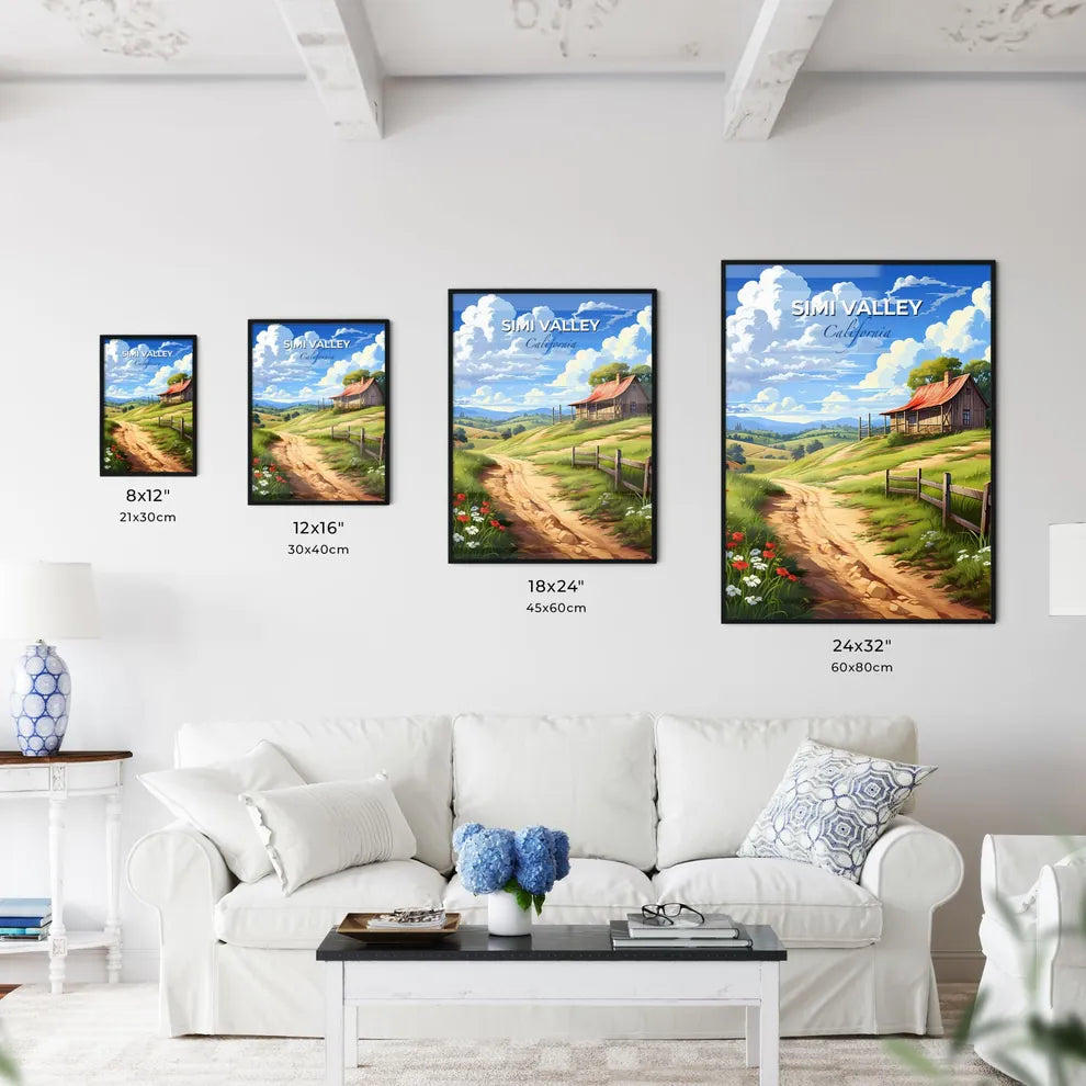 Simi Valley, California, A Poster of a house on a hill with a dirt road and flowers Default Title