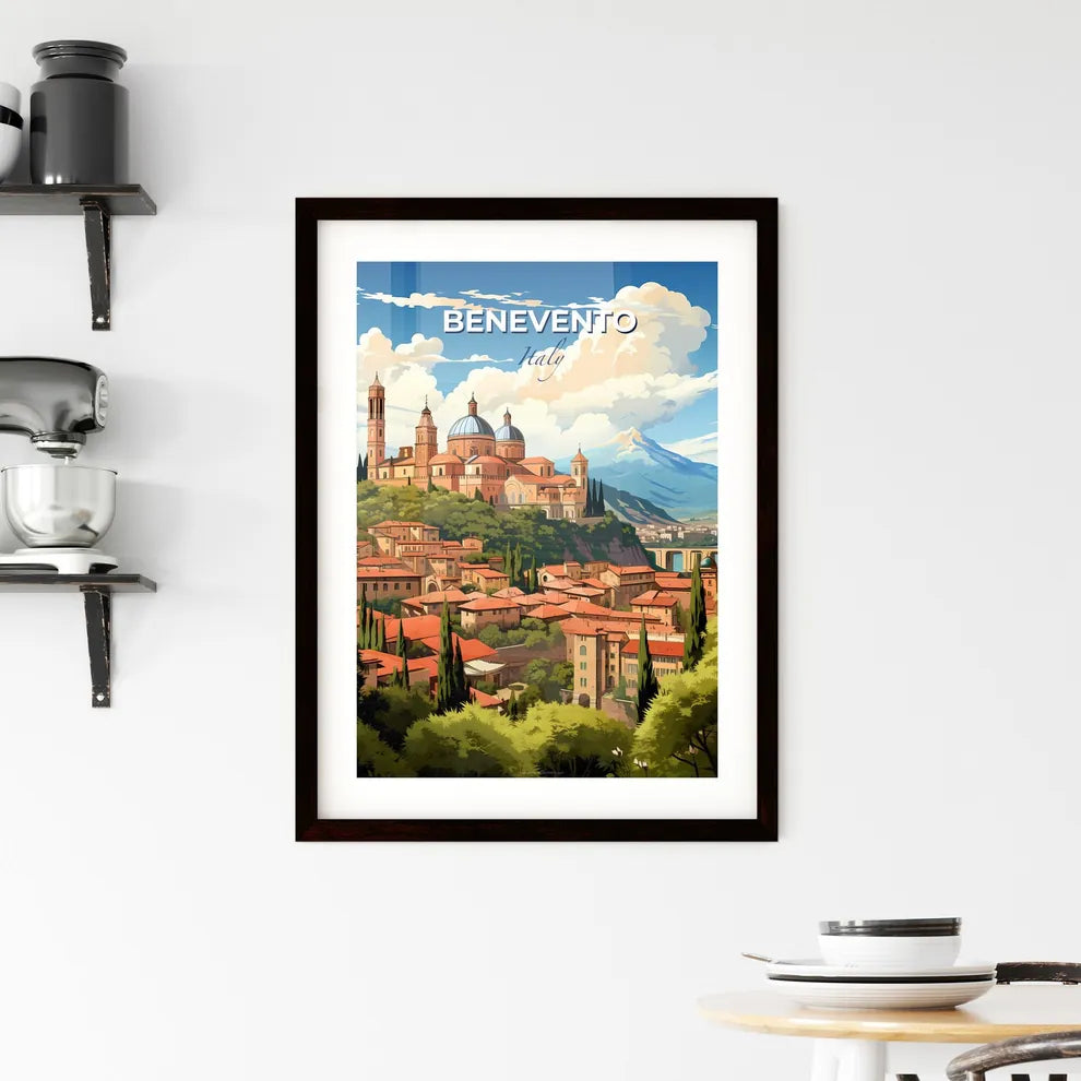 Benevento, Italy, A Poster of a city with a building on a hill Default Title