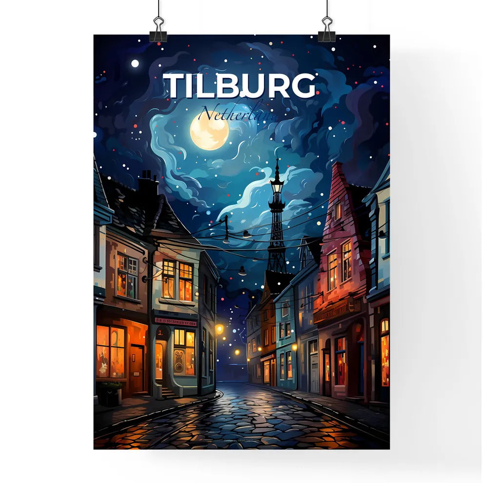 Tilburg, Netherlands, A Poster of a street with buildings and a tower in the background Default Title