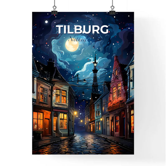 Tilburg, Netherlands, A Poster of a street with buildings and a tower in the background Default Title