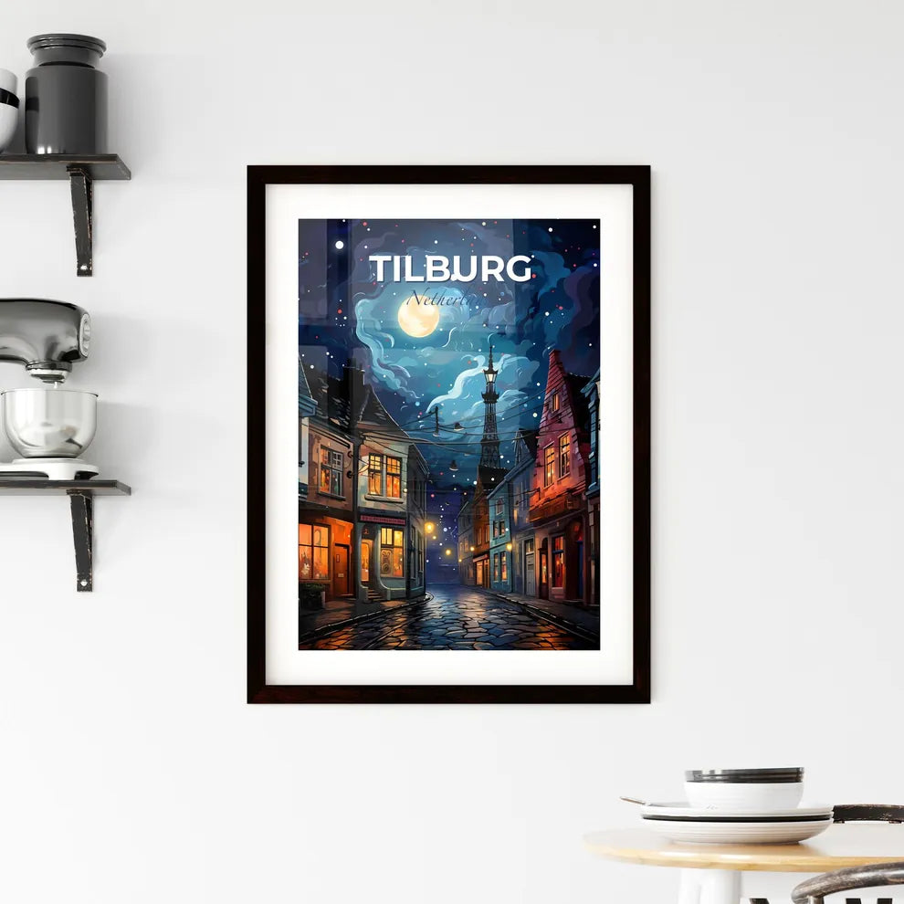 Tilburg, Netherlands, A Poster of a street with buildings and a tower in the background Default Title