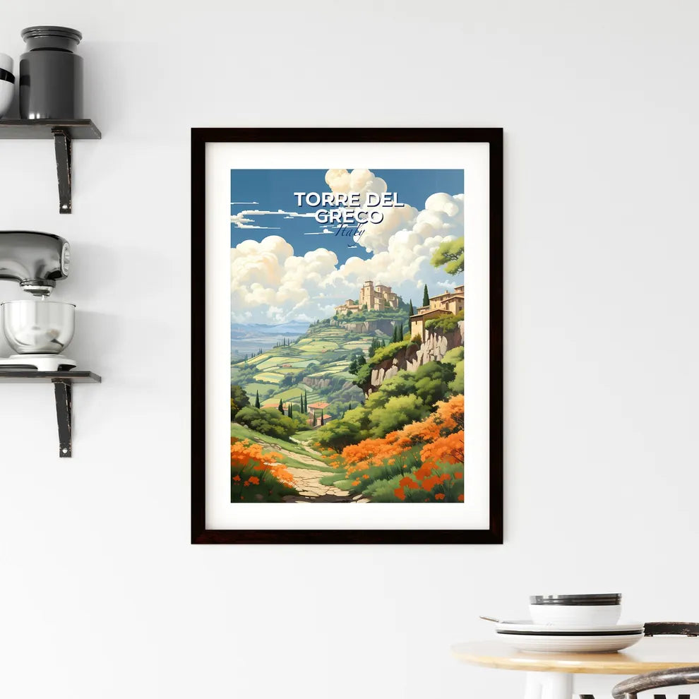 Torre Del Greco, Italy, A Poster of a landscape with a castle on a hill Default Title