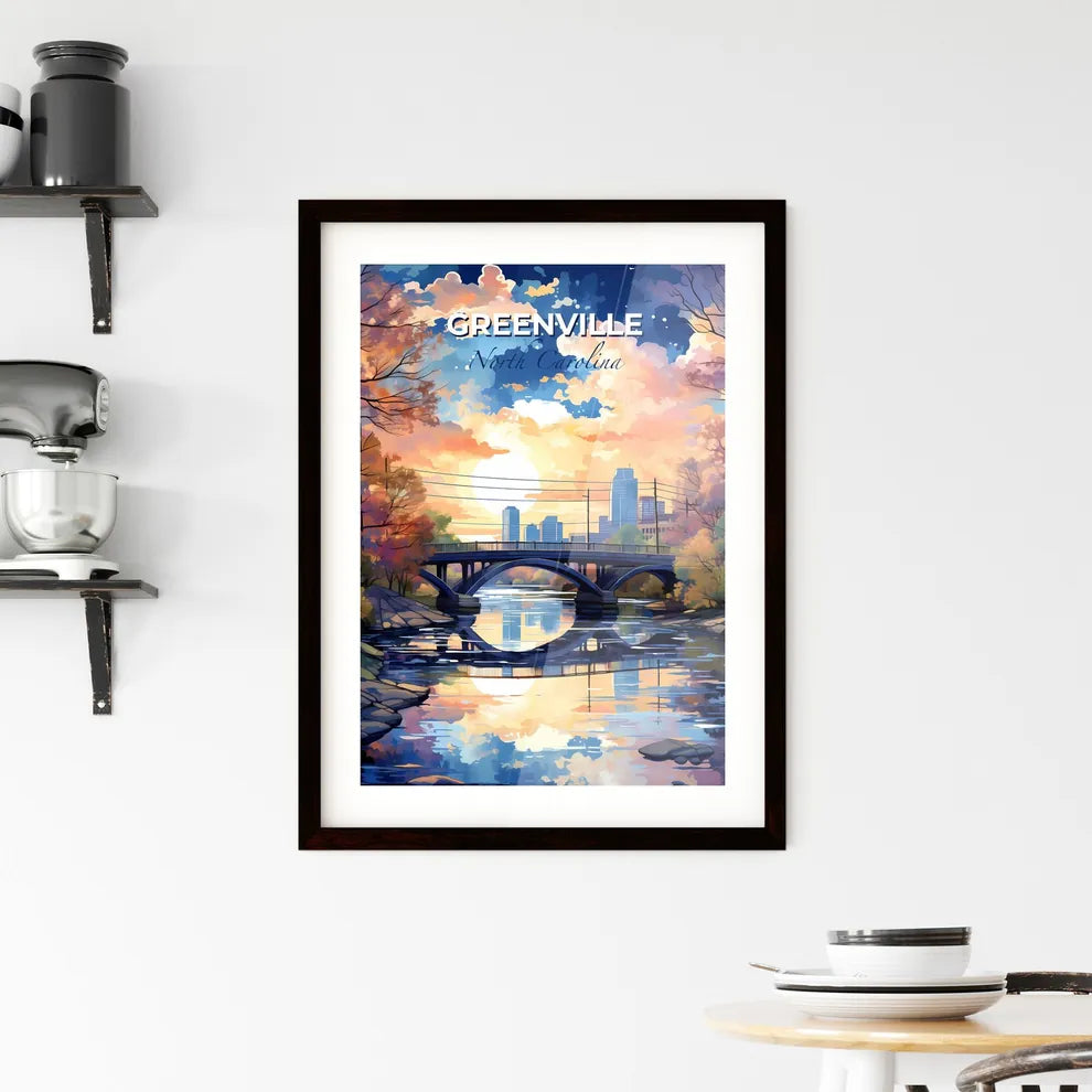 Greenville, North Carolina, A Poster of a bridge over a river with trees and a city in the background Default Title