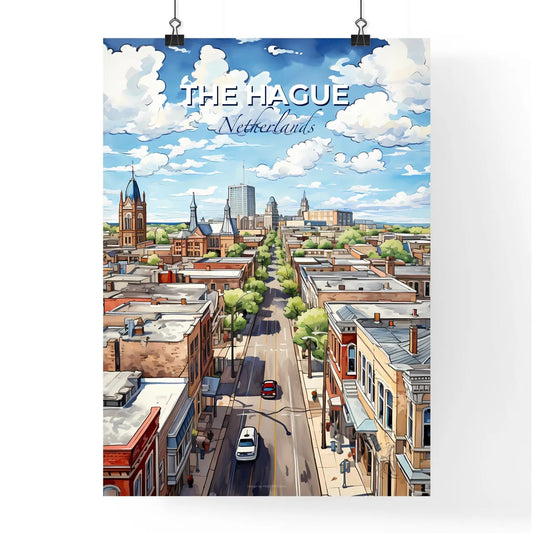 The Hague, Netherlands, A Poster of a city street with cars and buildings Default Title