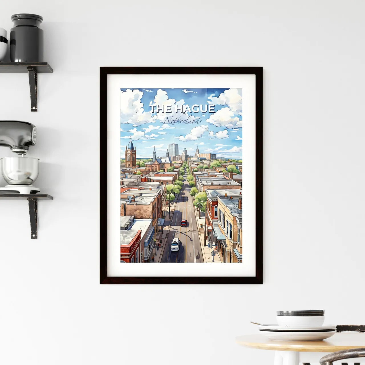 The Hague, Netherlands, A Poster of a city street with cars and buildings Default Title
