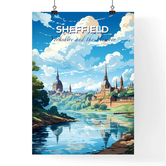 Sheffield, Yorkshire and the Humber, A Poster of a river with trees and buildings Default Title