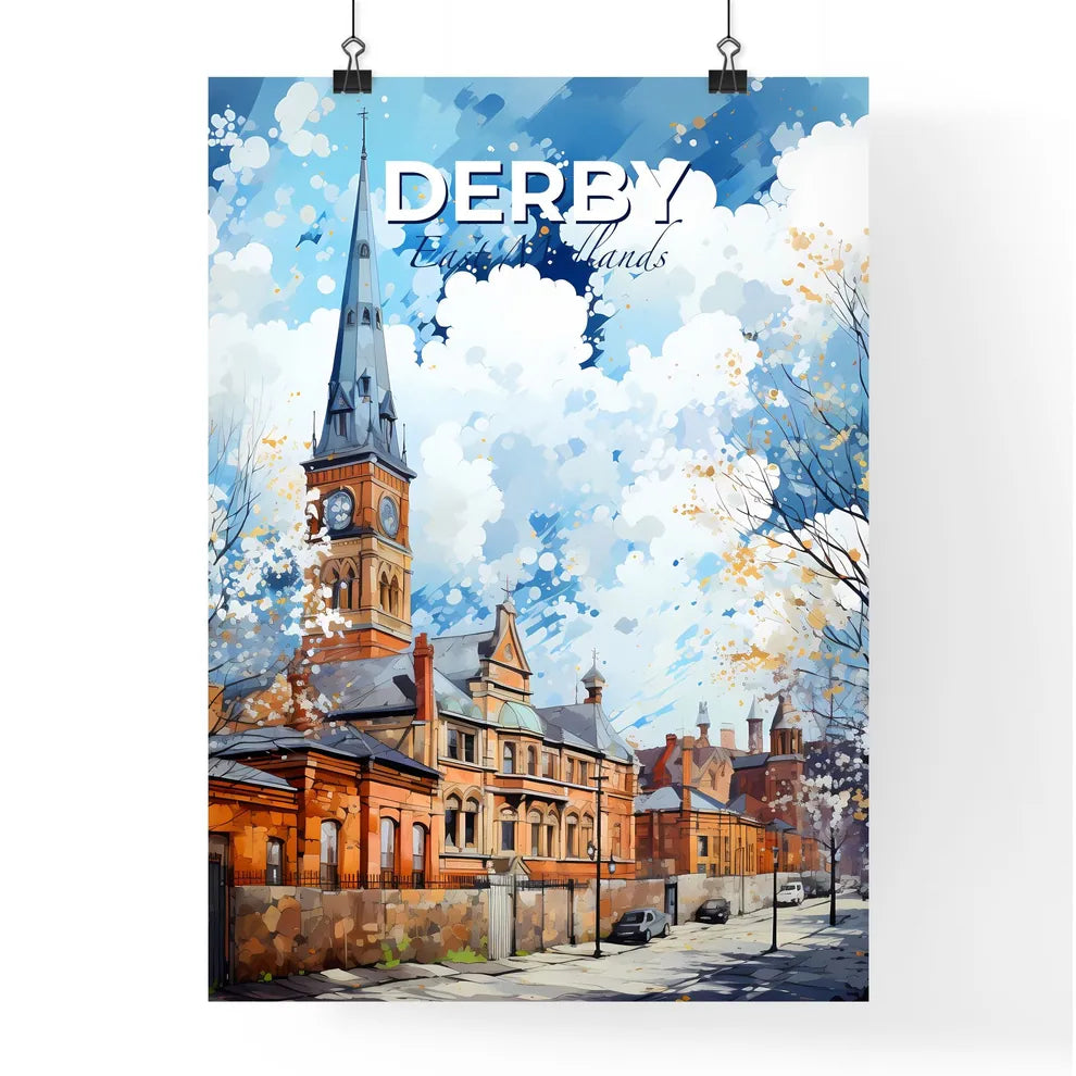 Derby, East Midlands, A Poster of a building with a clock tower Default Title