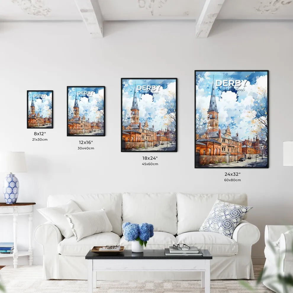 Derby, East Midlands, A Poster of a building with a clock tower Default Title