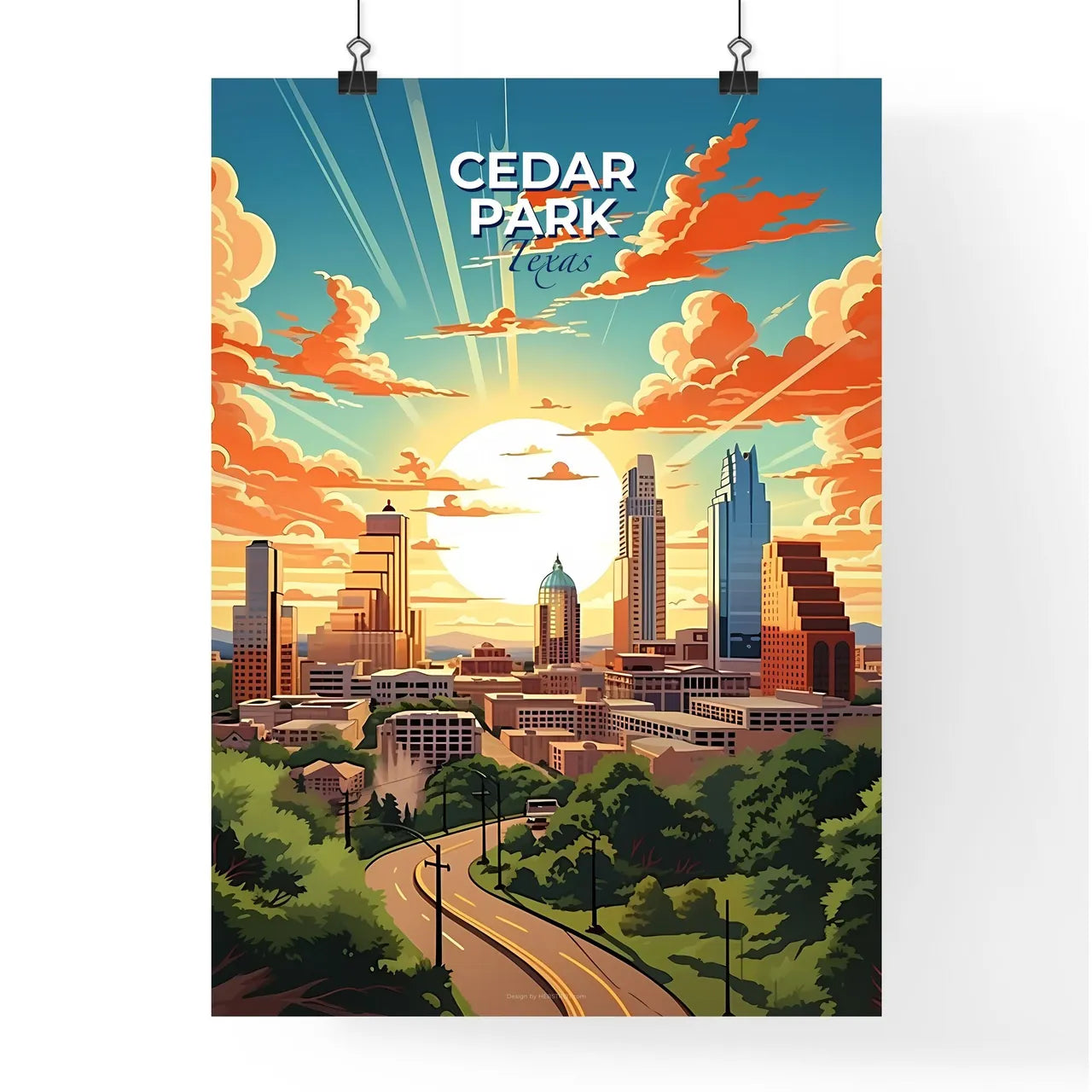 Cedar Park, Texas, A Poster of a city with trees and buildings Default Title