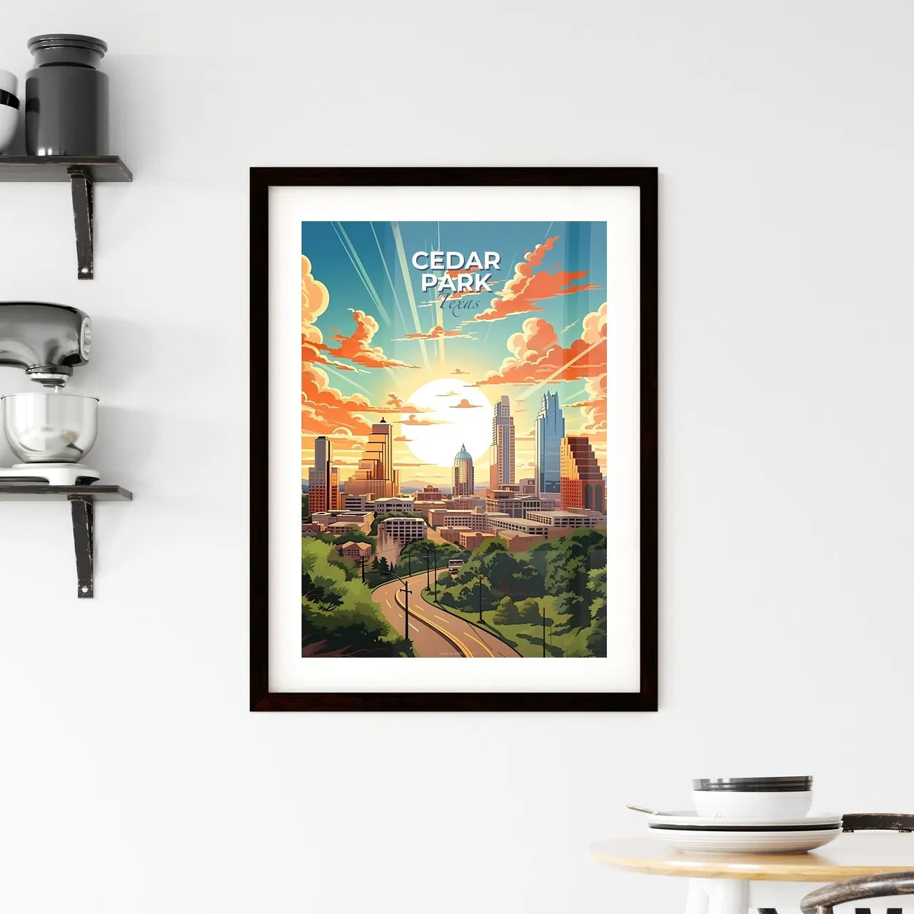 Cedar Park, Texas, A Poster of a city with trees and buildings Default Title