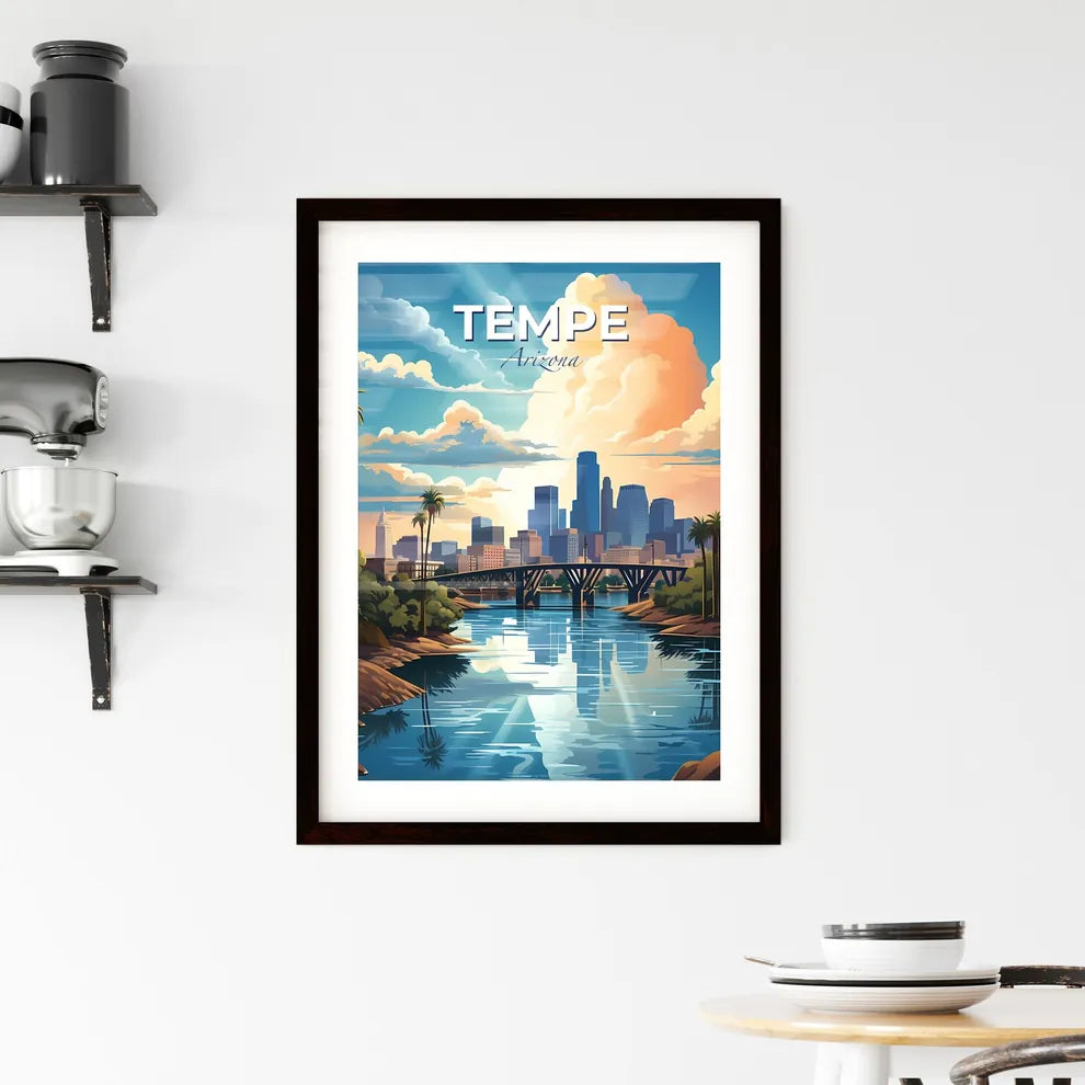 Tempe, Arizona, A Poster of a river with a bridge and trees and a city in the background Default Title