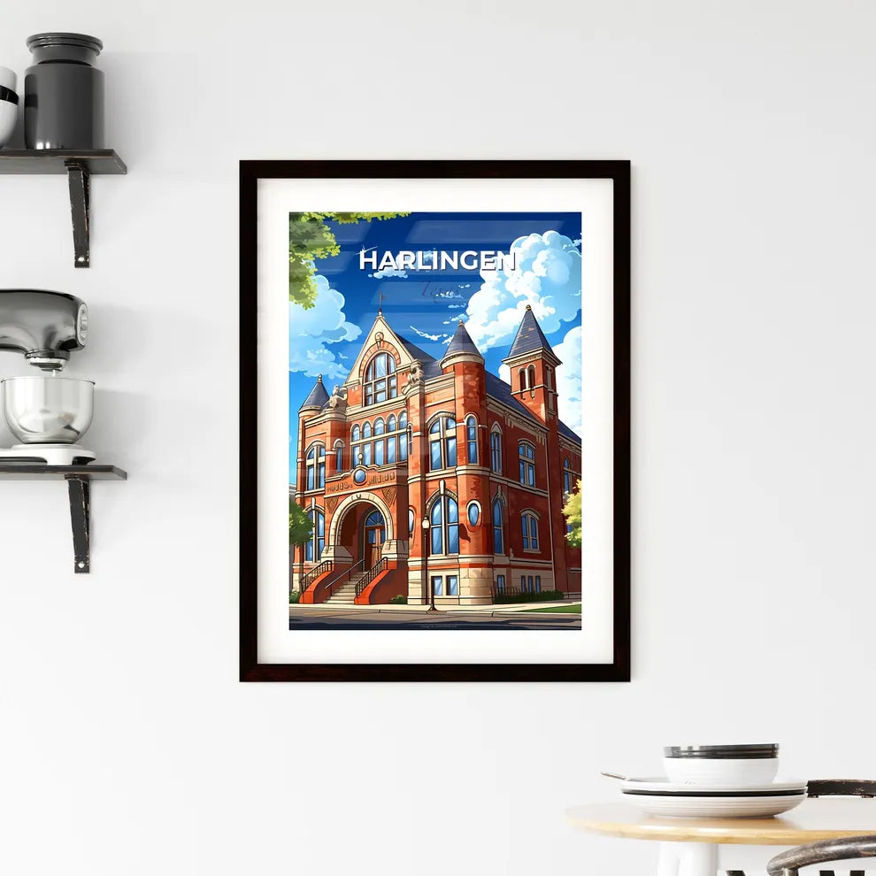 Harlingen, Texas, A Poster of a building with trees and blue sky Default Title