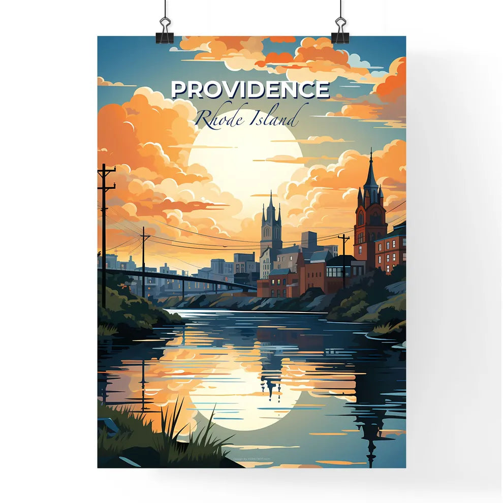 Providence, Rhode Island, A Poster of a river with a bridge and buildings in the background Default Title