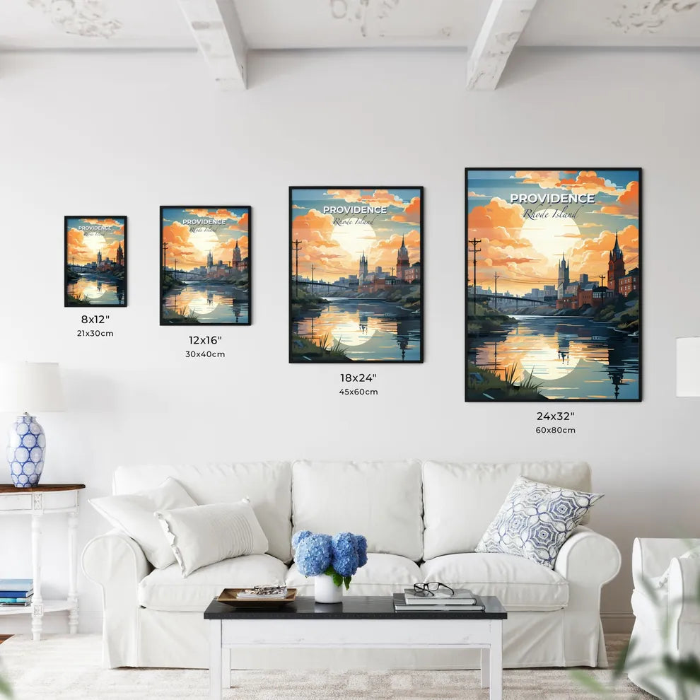 Providence, Rhode Island, A Poster of a river with a bridge and buildings in the background Default Title