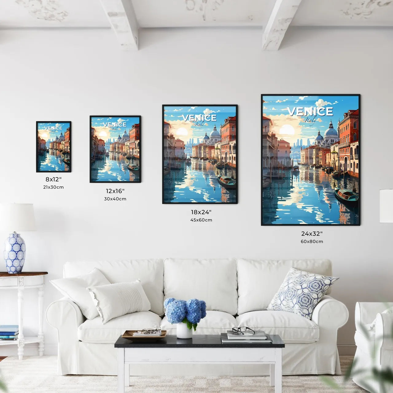 Venice, Italy, A Poster of a water canal with boats and buildings in the background with Grand Canal in the background Default Title
