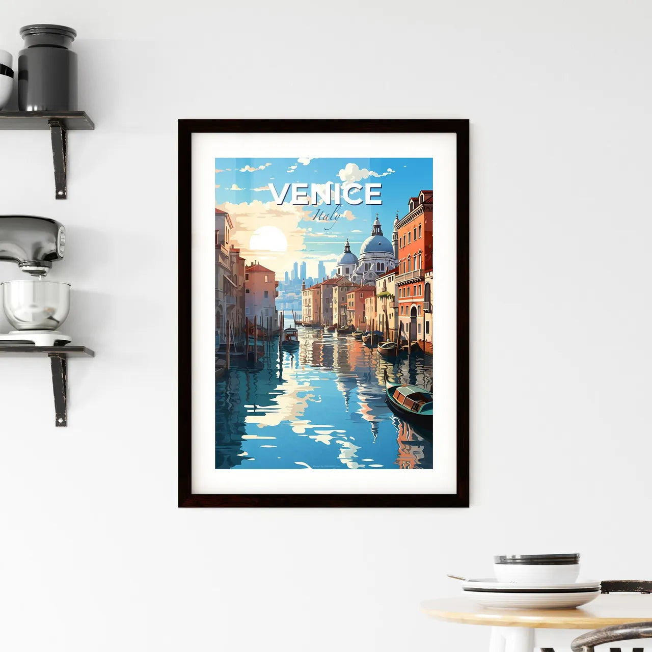 Venice, Italy, A Poster of a water canal with boats and buildings in the background with Grand Canal in the background Default Title