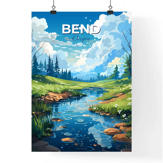 Bend, Oregon, A Poster of a river running through a grassy field Default Title