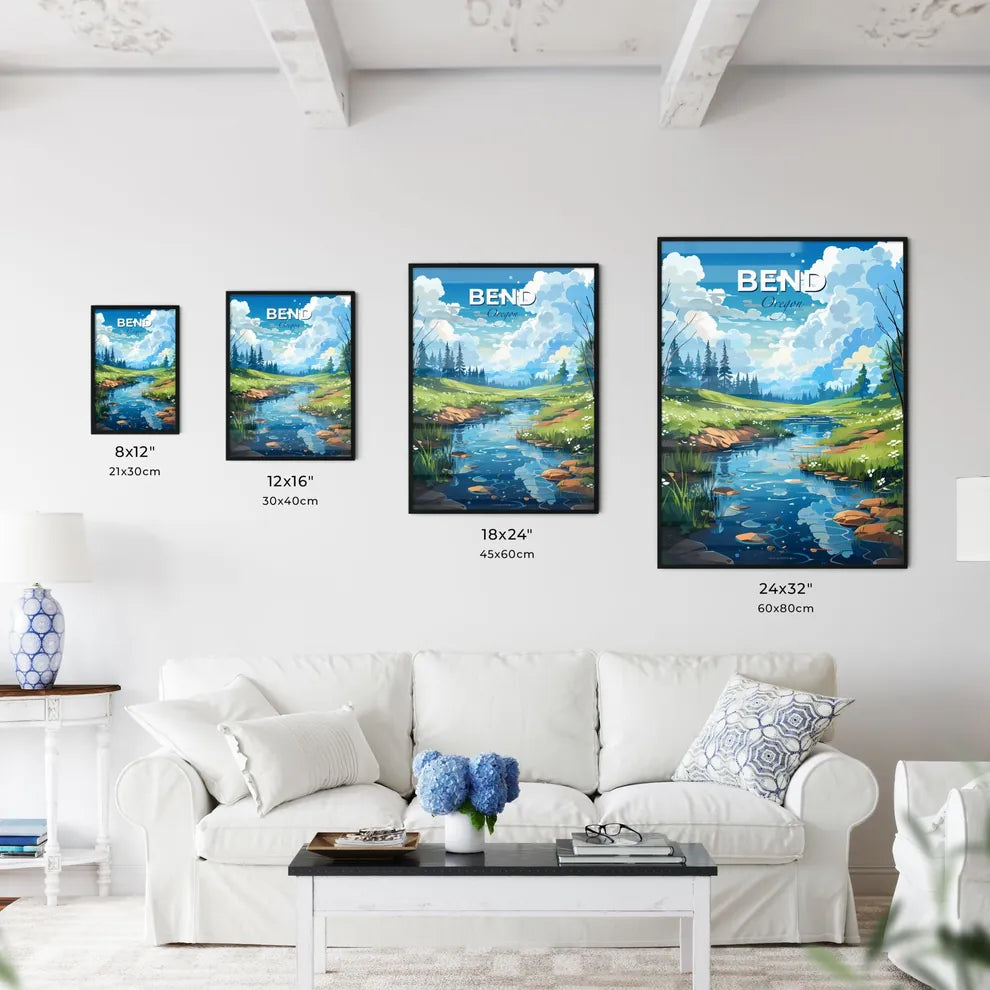 Bend, Oregon, A Poster of a river running through a grassy field Default Title