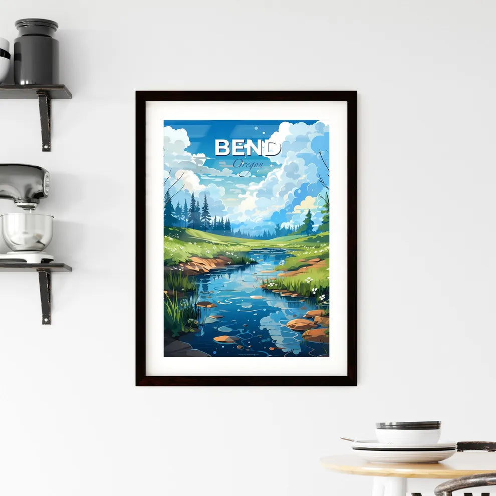 Bend, Oregon, A Poster of a river running through a grassy field Default Title
