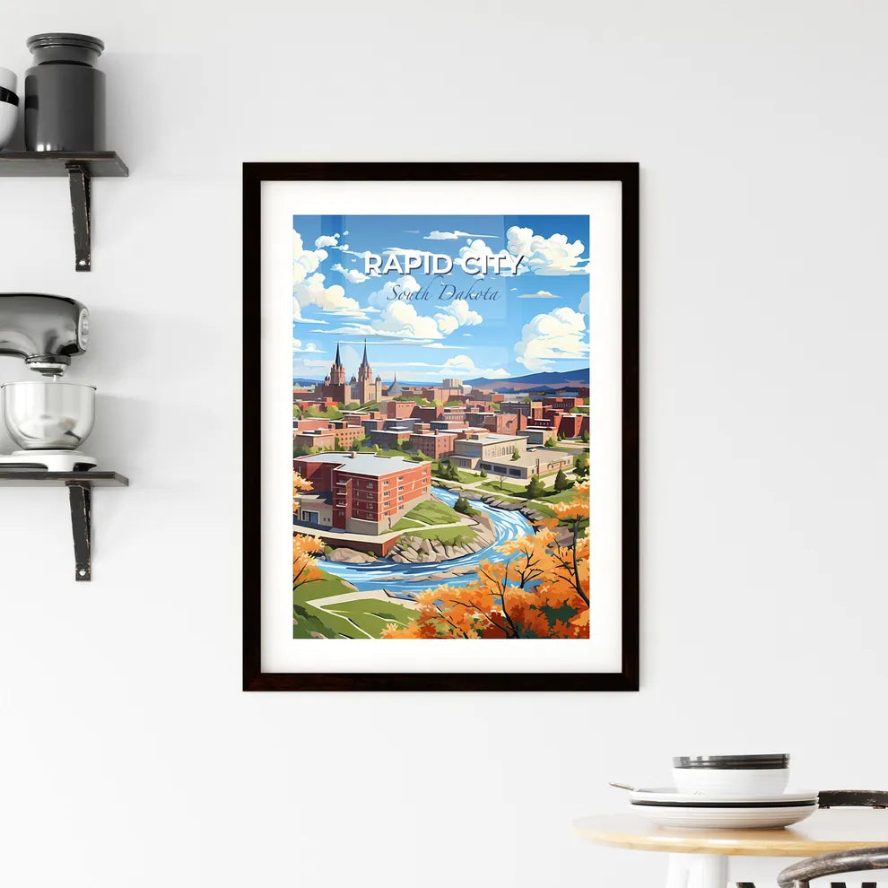 Rapid City, South Dakota, A Poster of a city with a river and trees Default Title