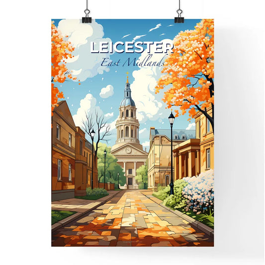 Leicester, East Midlands, A Poster of a street with trees and a building Default Title