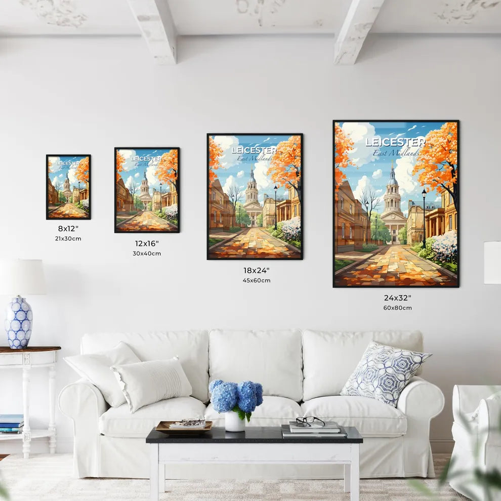 Leicester, East Midlands, A Poster of a street with trees and a building Default Title