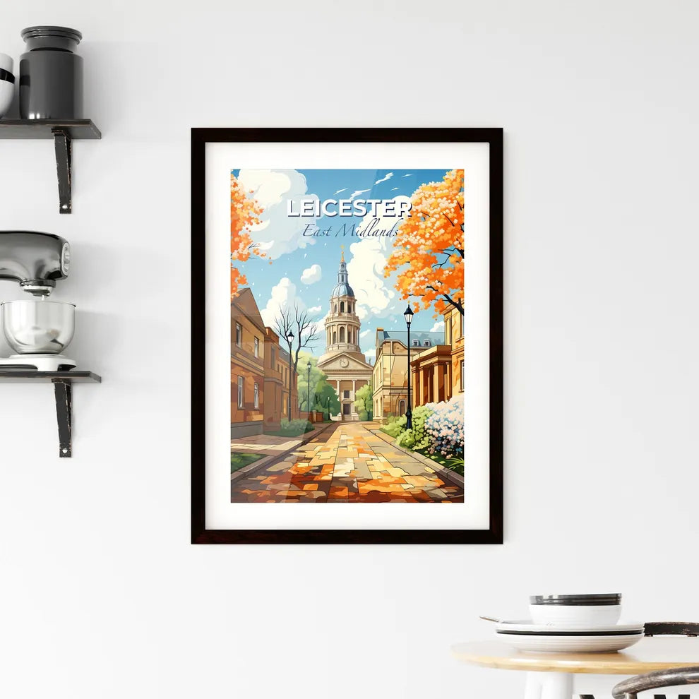 Leicester, East Midlands, A Poster of a street with trees and a building Default Title