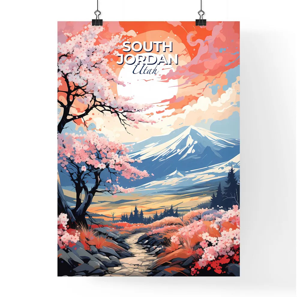 South Jordan, Utah, A Poster of a painting of a landscape with trees and mountains Default Title