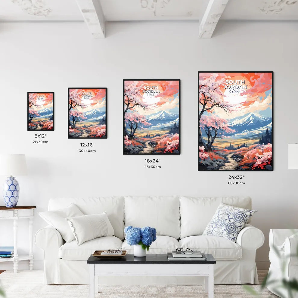 South Jordan, Utah, A Poster of a painting of a landscape with trees and mountains Default Title