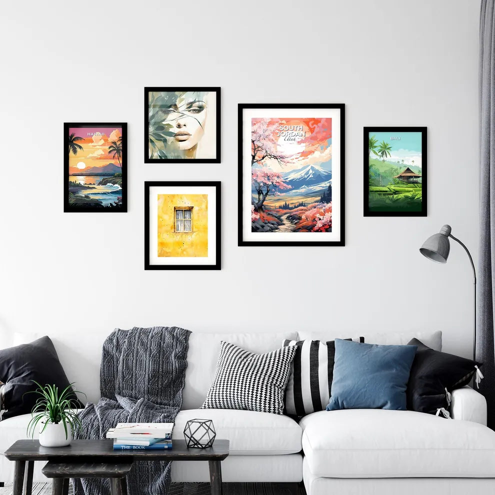 South Jordan, Utah, A Poster of a painting of a landscape with trees and mountains Default Title