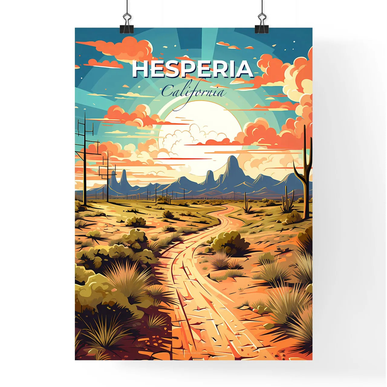 Hesperia, California, A Poster of a dirt road through a desert Default Title