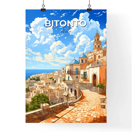 Bitonto, Italy, A Poster of a cartoon of a town by the ocean Default Title