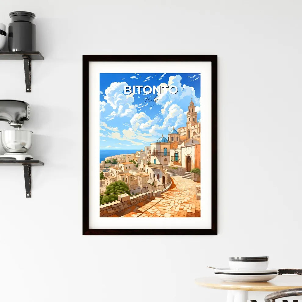 Bitonto, Italy, A Poster of a cartoon of a town by the ocean Default Title