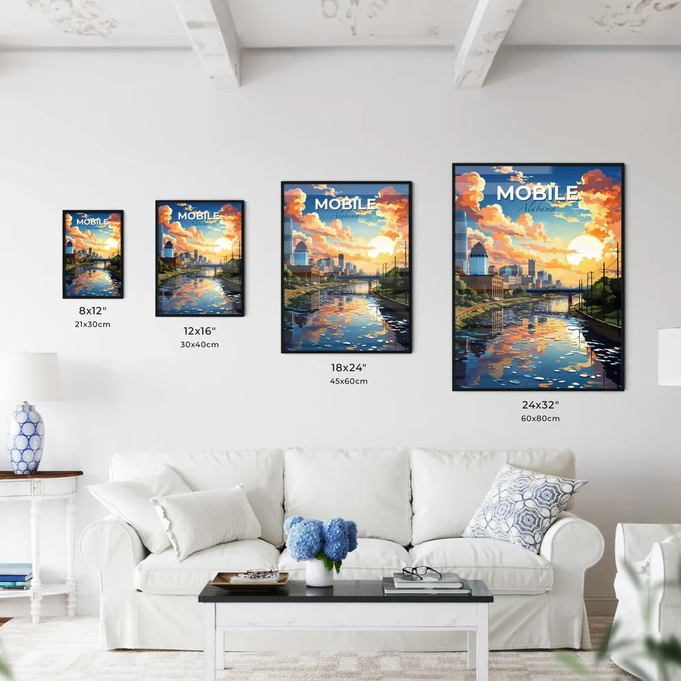 Mobile, Alabama, A Poster of a river with a city and a bridge Default Title