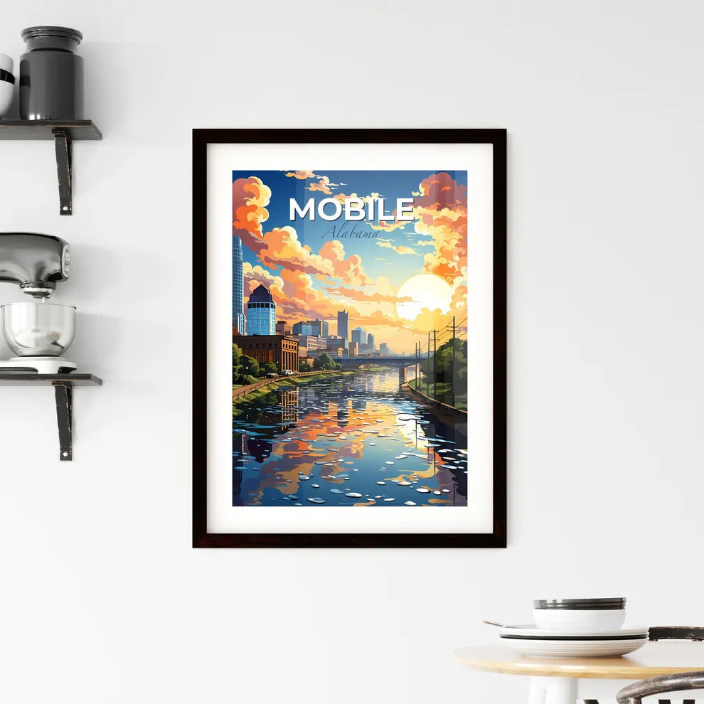 Mobile, Alabama, A Poster of a river with a city and a bridge Default Title