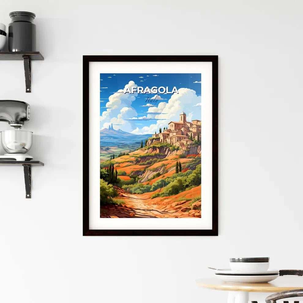 Afragola, Italy, A Poster of a landscape with a village on a hill Default Title